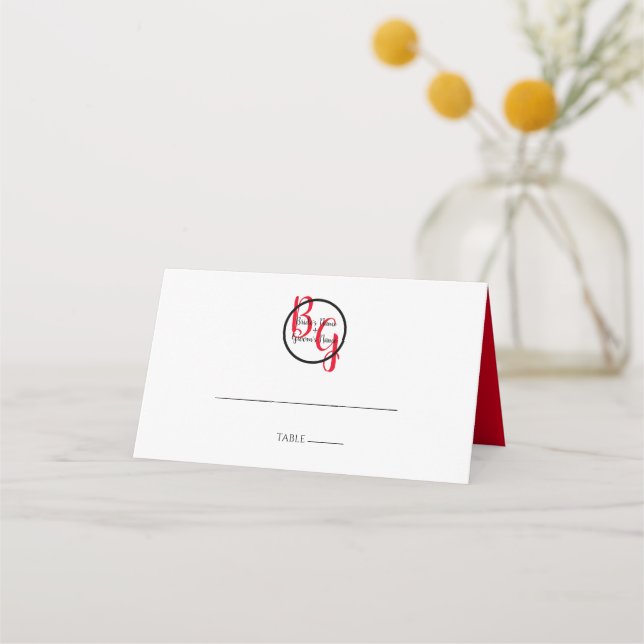 De Placement Carte Mariage simple personnalisée Initiales (Devant)