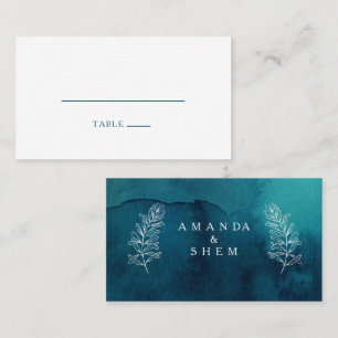 De Placement Carte Moody Ocean Watercolor Mariage plat Place