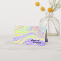 Carte Pastel Rainbow Marbling Place ou carte Escor