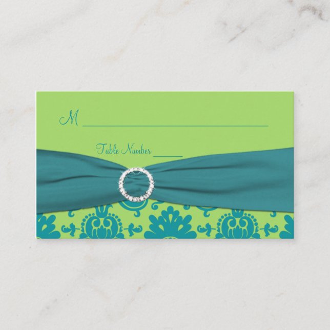 De Placement Carte Place Damask Vert et Turquoise (Devant)