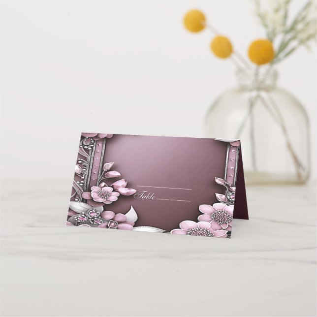 De Placement Carte Place Frame Floral Rose (Devant)