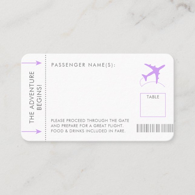 De Placement Carte Place Pass Embarquement Lilac Purple (Devant)