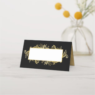 De Placement Carte Place pliée Mariage noir et or