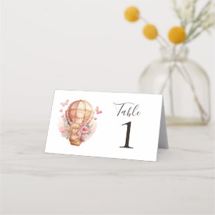 De Placement Carte Place Teddy Bear Pink Hot Air Balloon Party