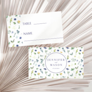 De Placement Carte Plat Place mariage jaune bleu floral