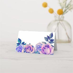 De Placement Carte rose mauve. Floral mariage bleu