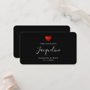 De Placement Carte simple Mariage moderne Red Heart Flat Place 