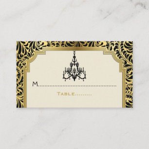 De Placement Chandelier Art Déco noir, carte mariage or