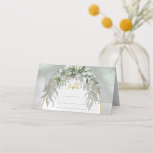 De Placement Chic aquarelle verdure et cadre or carte place