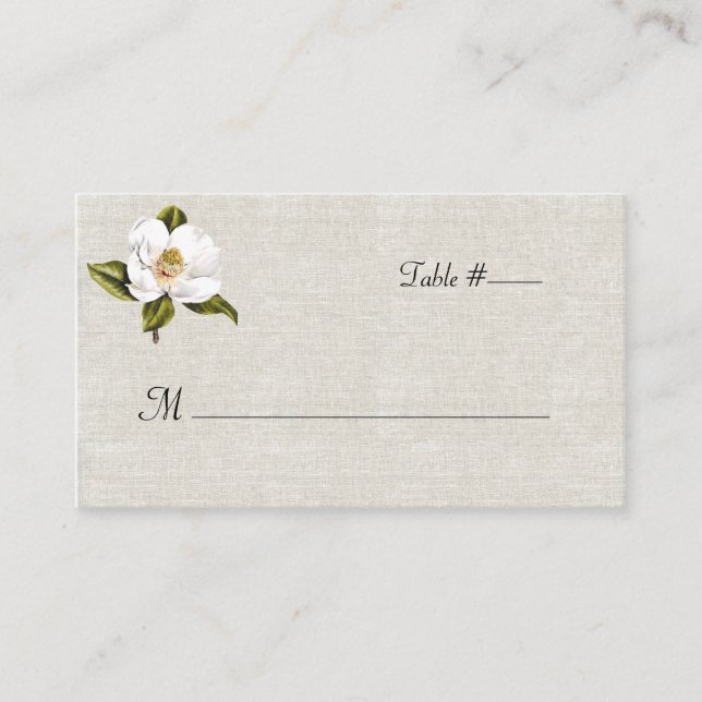 De Placement Chic blanc Magnolia Mariage carte d'escorte (Devant)