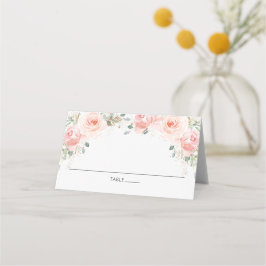 De Placement Chic Blush Rose Floral Or Nom d'hôte Carte Place