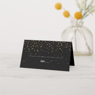 De Placement Confetti d'or Carte Mariage noir