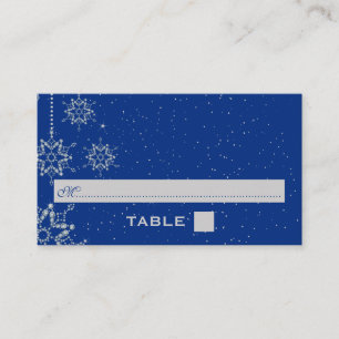 De Placement Cristal snowflakes bleu mariage carte place