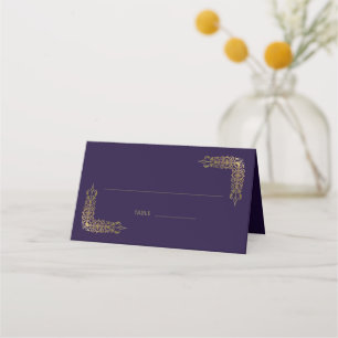 De Placement Elégante carte Mariage en dentelle or et violet