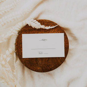 De Placement Feuille minimale   Carte Mariage Olive Green Flat