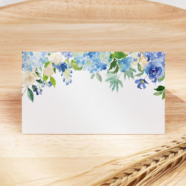 De Placement Fleurs bleues hydrangea Mariage Place pliée Carte (Créateur téléchargé)