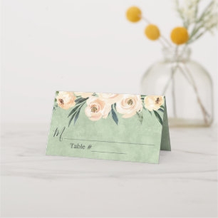 De Placement Floral Beige Blush Sage Vert Mariage Carte Place