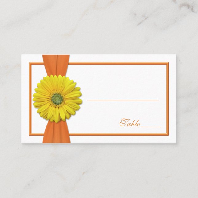 De Placement Gerbera Jaune Daisy Orange Mariage Carte Place (Devant)