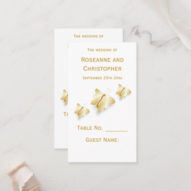 De Placement Gold Mariage Place Paramètre Carte Papillons Desig (Devant/Arrière en situation)