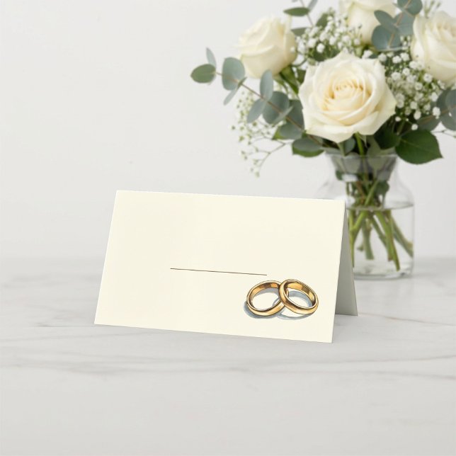 De Placement Mariage d'or porte nom carte place (Gold wedding rings name place card.)