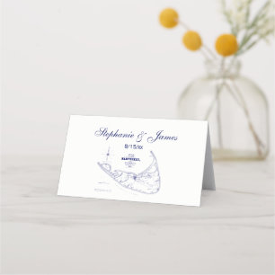 De Placement Nantucket Island MA Carte Vintage Marine Blue