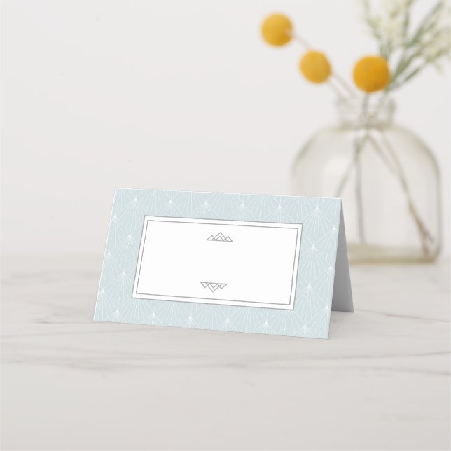 De Placement Pastel Blue Art Deco Motif Place Nom Carte (Devant)