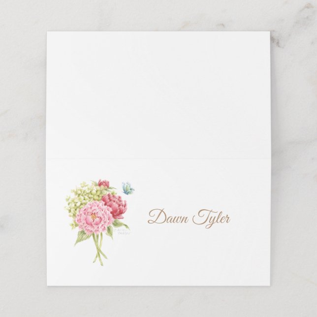 De Placement Peonies et Hydrangea Plaqué Carte Place (Extérieur déplié)
