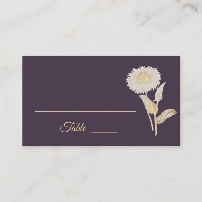 De Placement Purple Daisy Antique Mariage Carte Place (Devant)