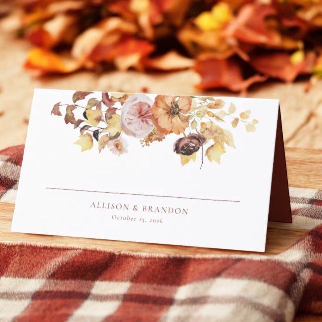 De Placement Rustic Automne Mariage plié Carte Place (Créateur téléchargé)