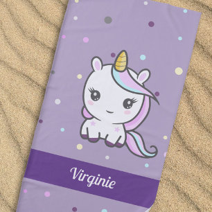 De Plage Cute Unicorn Purple Beach Serviette