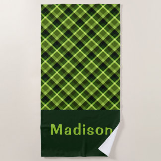 De Plage Elégant Pea vert Plaid Monogram Beach Serviette