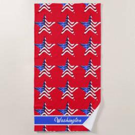 De Plage Étoiles & Grilles Rouge Beach Serviette