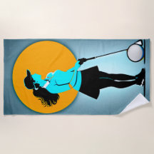 Femme Golfer Design Cotton Beach Serviette