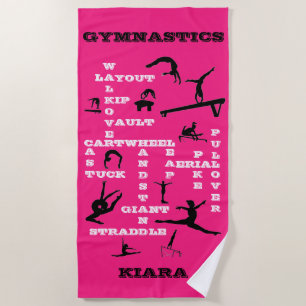 De Plage Gymnastique personnalisée Mots-croisés Serviette d