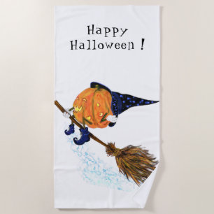 De Plage Halloween Beach Serviette Sorcière Citrouille Vola