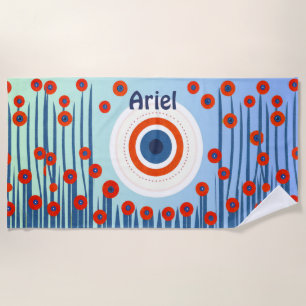 De Plage Papillons rouges Evil Eye Rouge Moderne Serviette