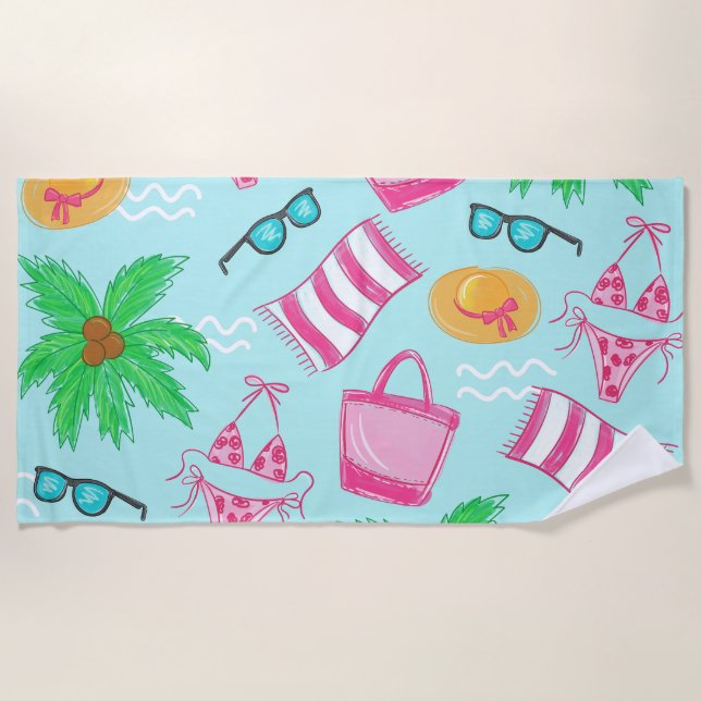 De Plage Préppy Beach Bikini Serviette Palm Tree Beach Serv (Devant)