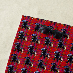 De Plage Red Tartan Staffordshire Bull Terrier, Serviette d