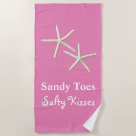 De Plage Sandy Toes Salty Kisses Pink Beach Serviette