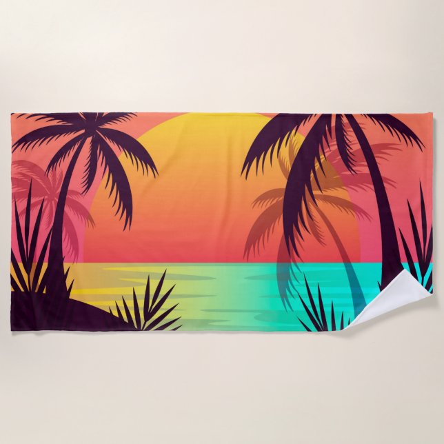 De Plage Serviette Tropical Sunset Beach (Devant)