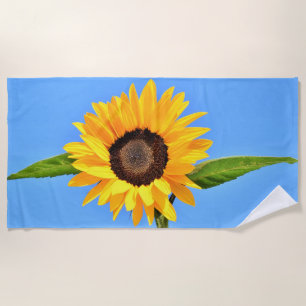 De Plage Tournesol Jaune Sur Blue Sky Beach Serviette