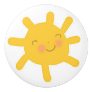 De Porte En Céramique Bouton du tiroir Sun souriant