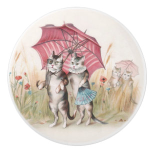 De Porte En Céramique Chats dans le bouton décoratif mignon d'amour
