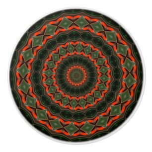 De Porte En Céramique Kaleidoscope Mandala ceramic bouton rouge vert noi