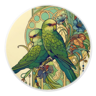 De Porte En Céramique NZ Birds Kakariki Art nouveau bouton