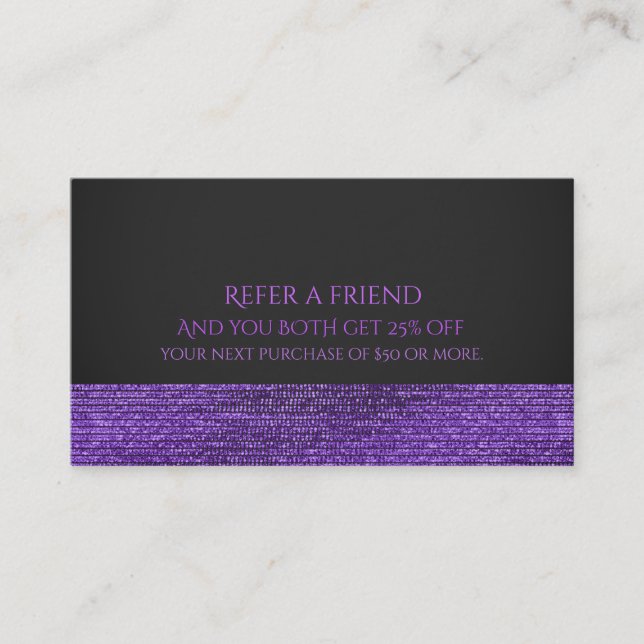 De Référencement Carte Parrainage Sequins Moderne Violet & Gris Gla (Devant)