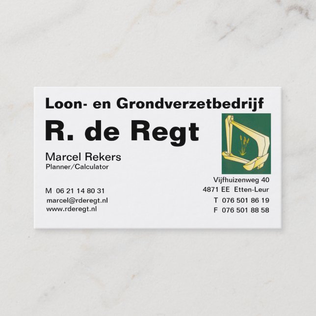 De Regt Visitenkarte (Vorderseite)