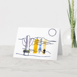 De Remerciements Aquarelle Desert Scene + Carte d'encre
