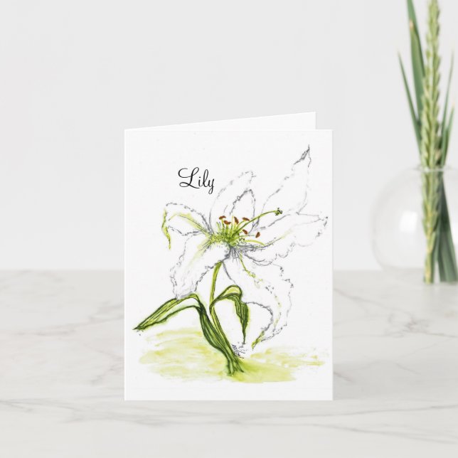 De Remerciements Aquarelle florale carte pour notes pliée blanche L (Devant)