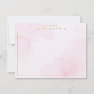 De Remerciements Aquarelle rose et carte Gold